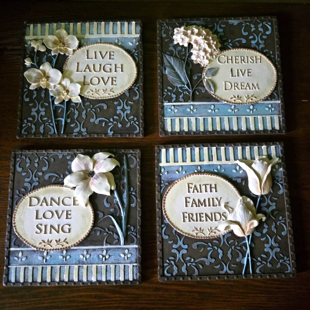 Decorative Wall Plaques 4-pc with Inspirational Sayings